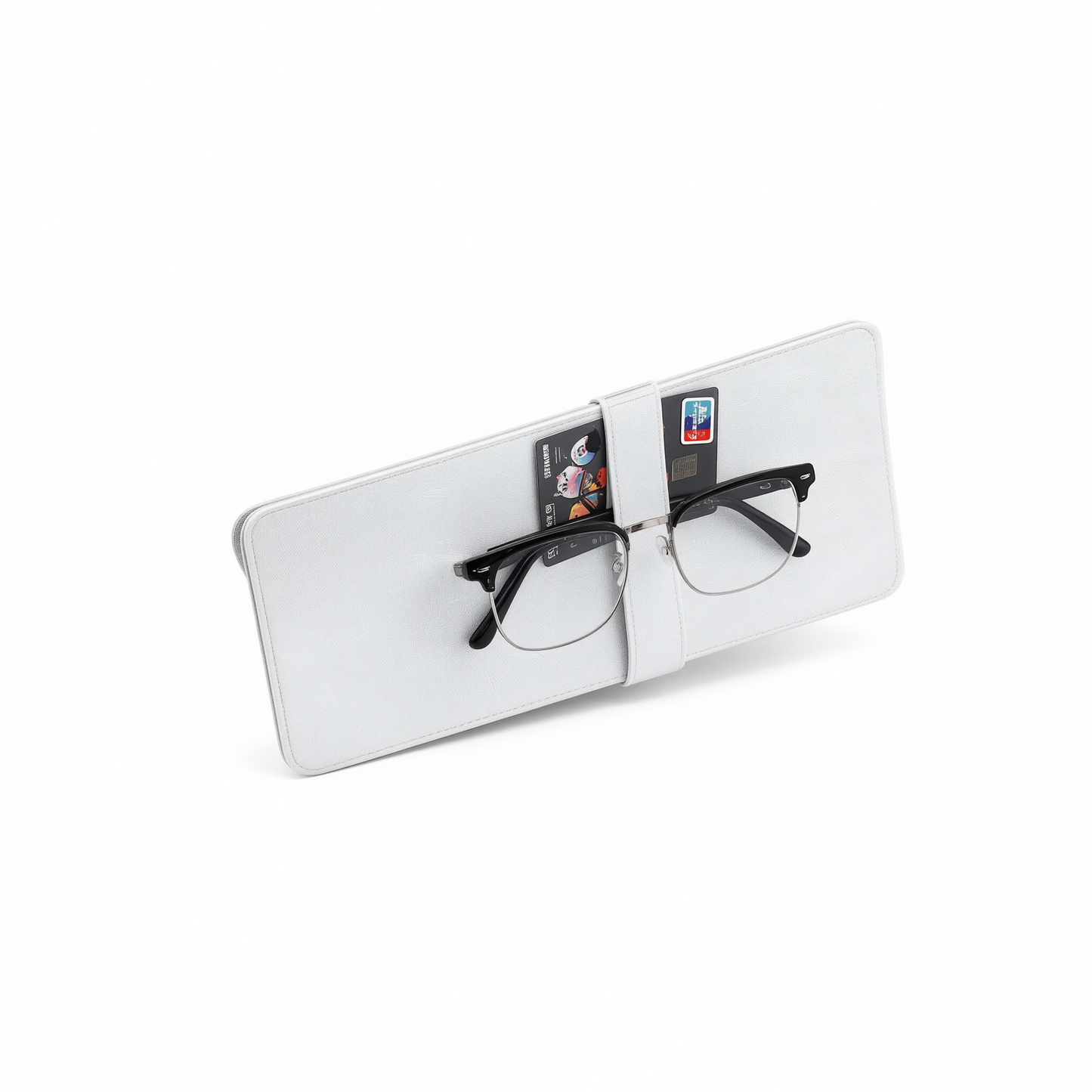 Suede Car Sun Visor Glasses Clip Card Holder Organizer Classic black