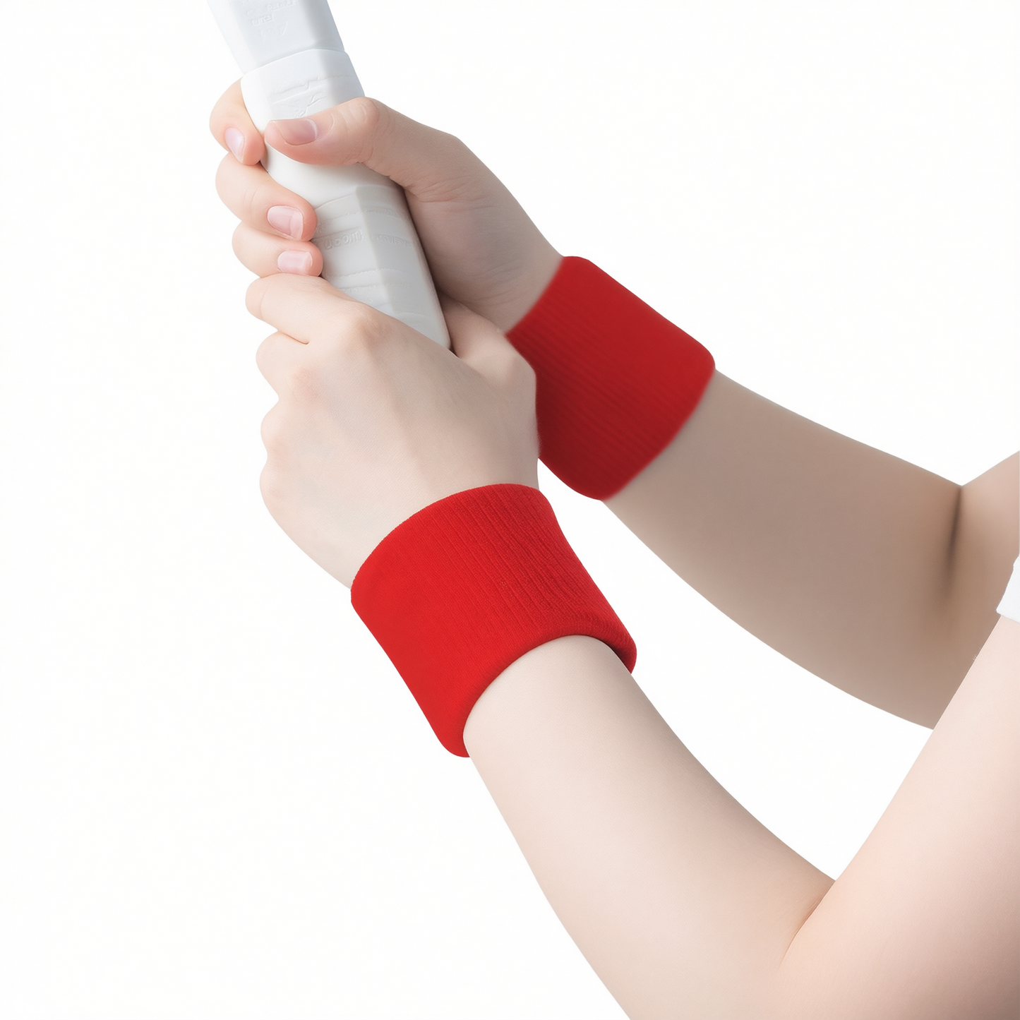 Thickened Wristbands Polyester Basketball Training China red - [high-stretch, non-binding, comfortable & breathable] One pair [one size fits all]