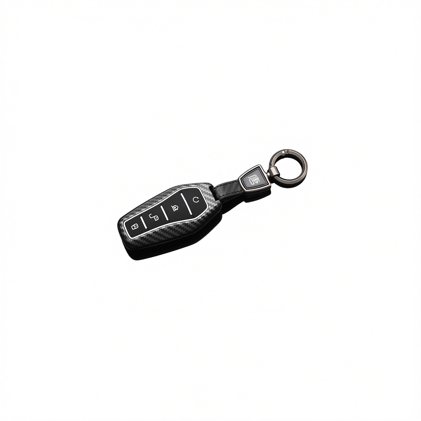 Fragrant Car Island Key Cover for BYD Tang Dmi. Bagged Model b 4-button [carbon fiber black] round car logo buckle