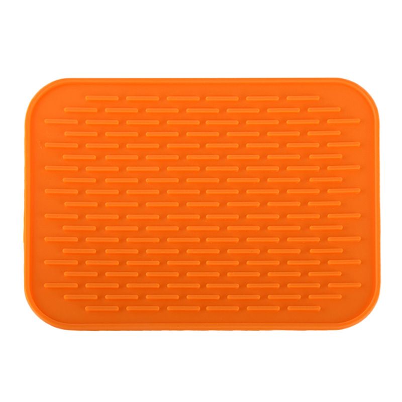 Silicone Table Mat Square Drain Heat Insulation Yipin Orange