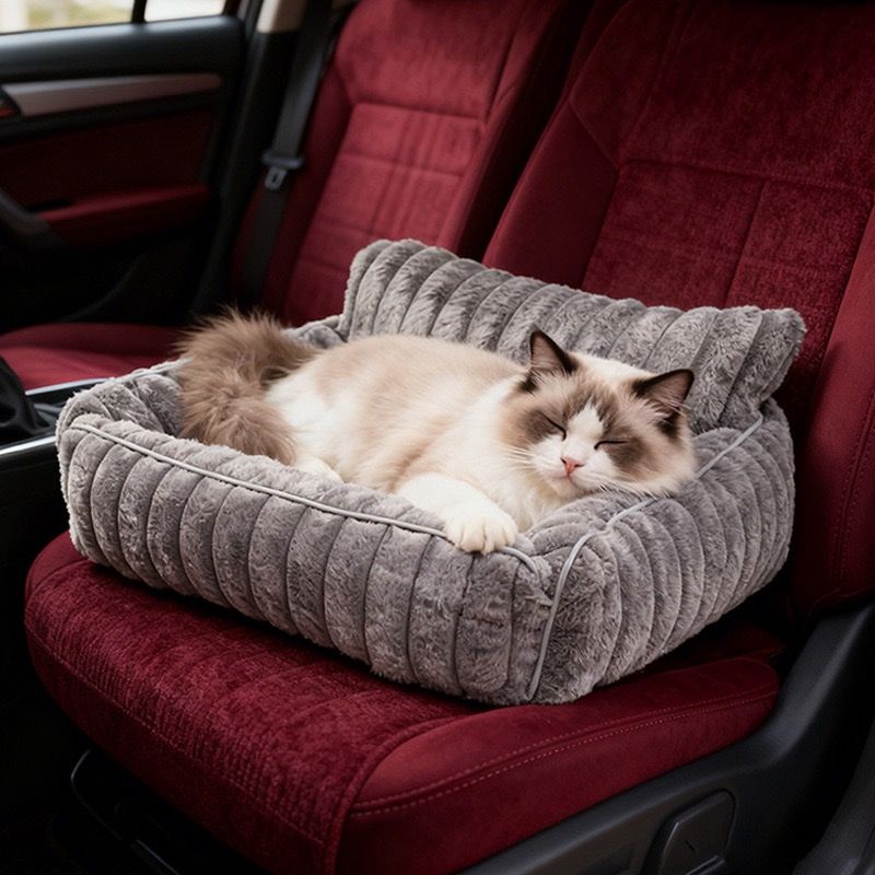 Cozy Foldable Pet Sofa Bed with Plush Sherpa Fleece – A Portable, Warm Retreat for Cats and Small Dogs Perfect for Nap Time, Travel, and Living Room Lounging (Beige)