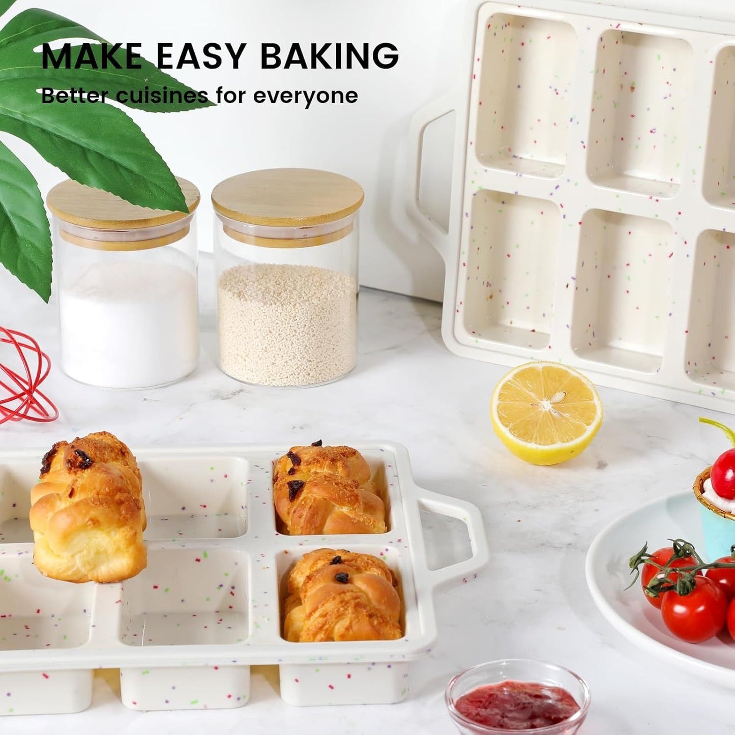 8-Cavity Mini Loaf Pan, Non-Stick Silicone Bread Mold with Sturdy Stainless Steel Frame – Perfect for Baking Individual Breads, Snack Cakes, and Sweet Treats at Home (2PCS)