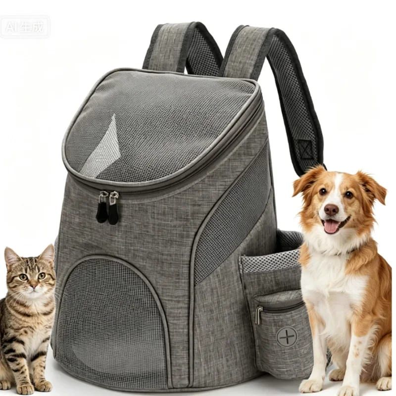 Comfortable hands-free pet carrier backpack with breathable mesh panels and padded shoulder straps, perfect for carrying small dogs and cats on walks, travel, and outdoor adventures while keeping your furry friend close and secure. (L, SkyBlue)