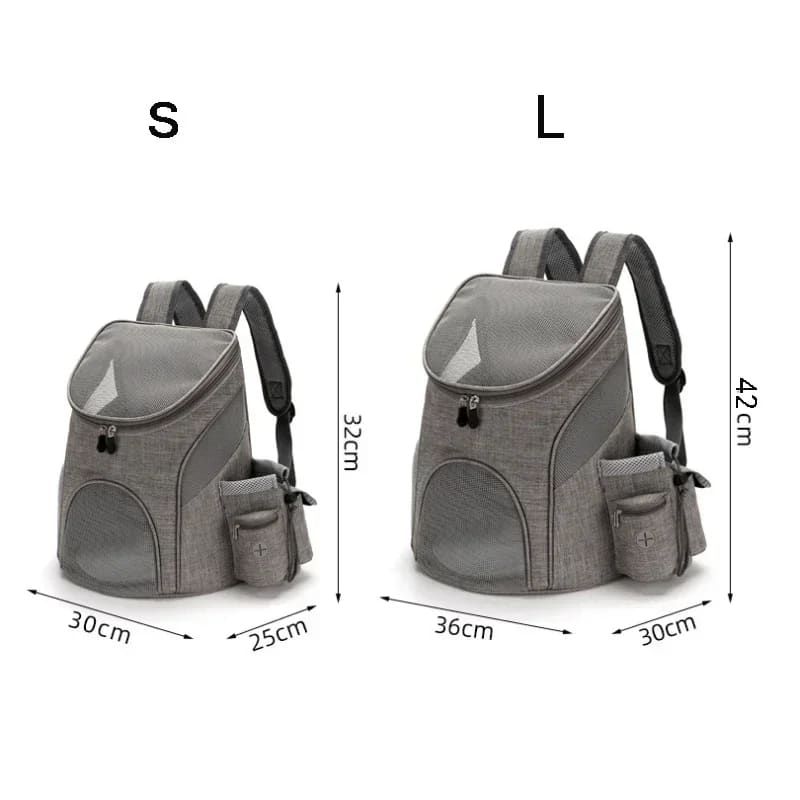 Comfortable hands-free pet carrier backpack with breathable mesh panels and padded shoulder straps, perfect for carrying small dogs and cats on walks, travel, and outdoor adventures while keeping your furry friend close and secure. (S, Grey)