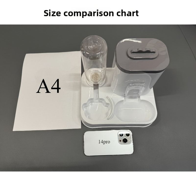 Automatic Pet Feeder and Water Dispenser Combo, 7-Day Capacity for Cats and Small Dogs, Self-Refilling Water Bowl with Gravity Flow, No Battery Needed, Modern White Design with Sturdy Base (Grey)