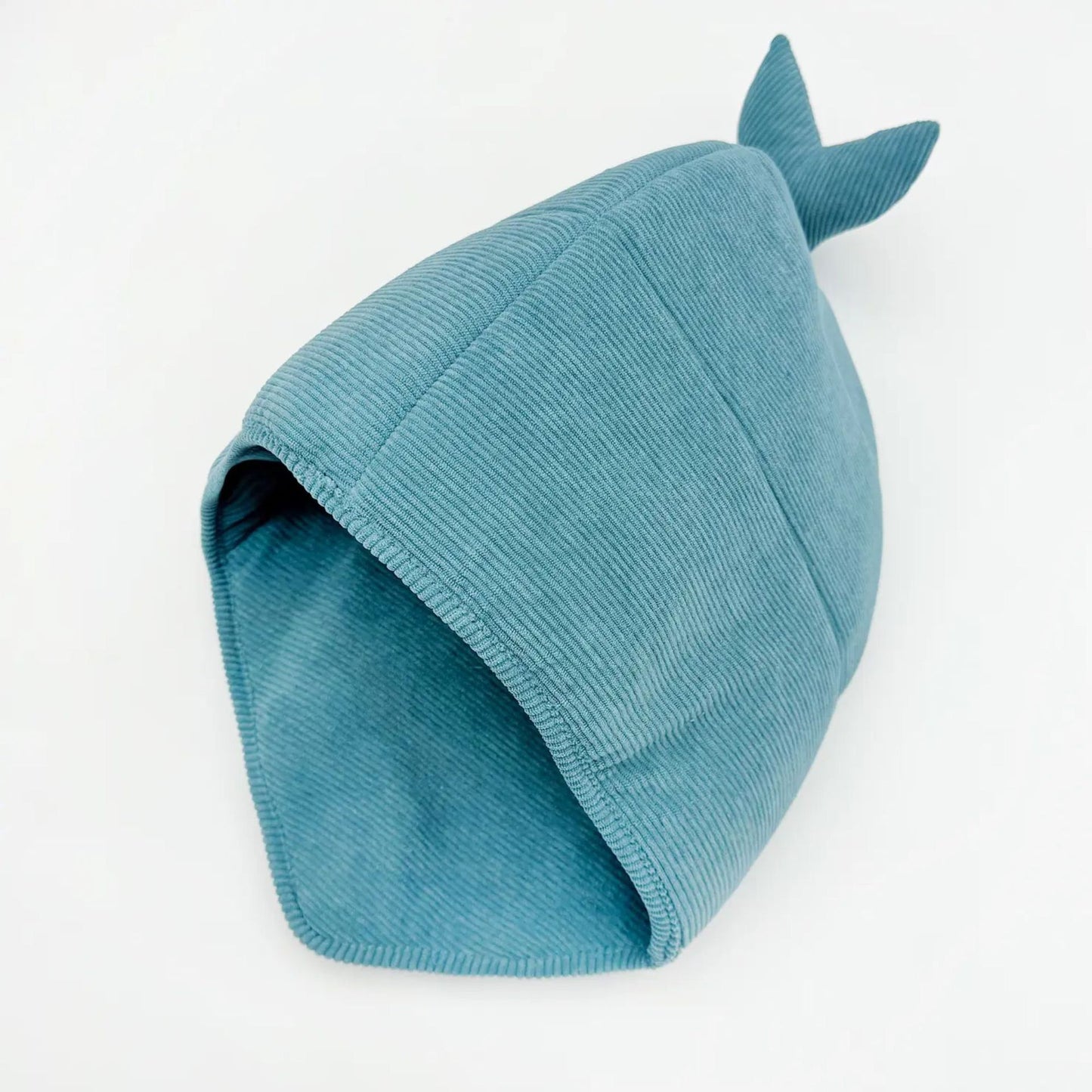 Cozy Whale-Shaped Semi-Enclosed Cat Bed, Plush Corduroy Pet Hideaway & Nap Sack – Soft, Washable, and Perfect for Year-Round Snuggling, Playing, or Peaceful Privacy in Any Living Space (Cyan)