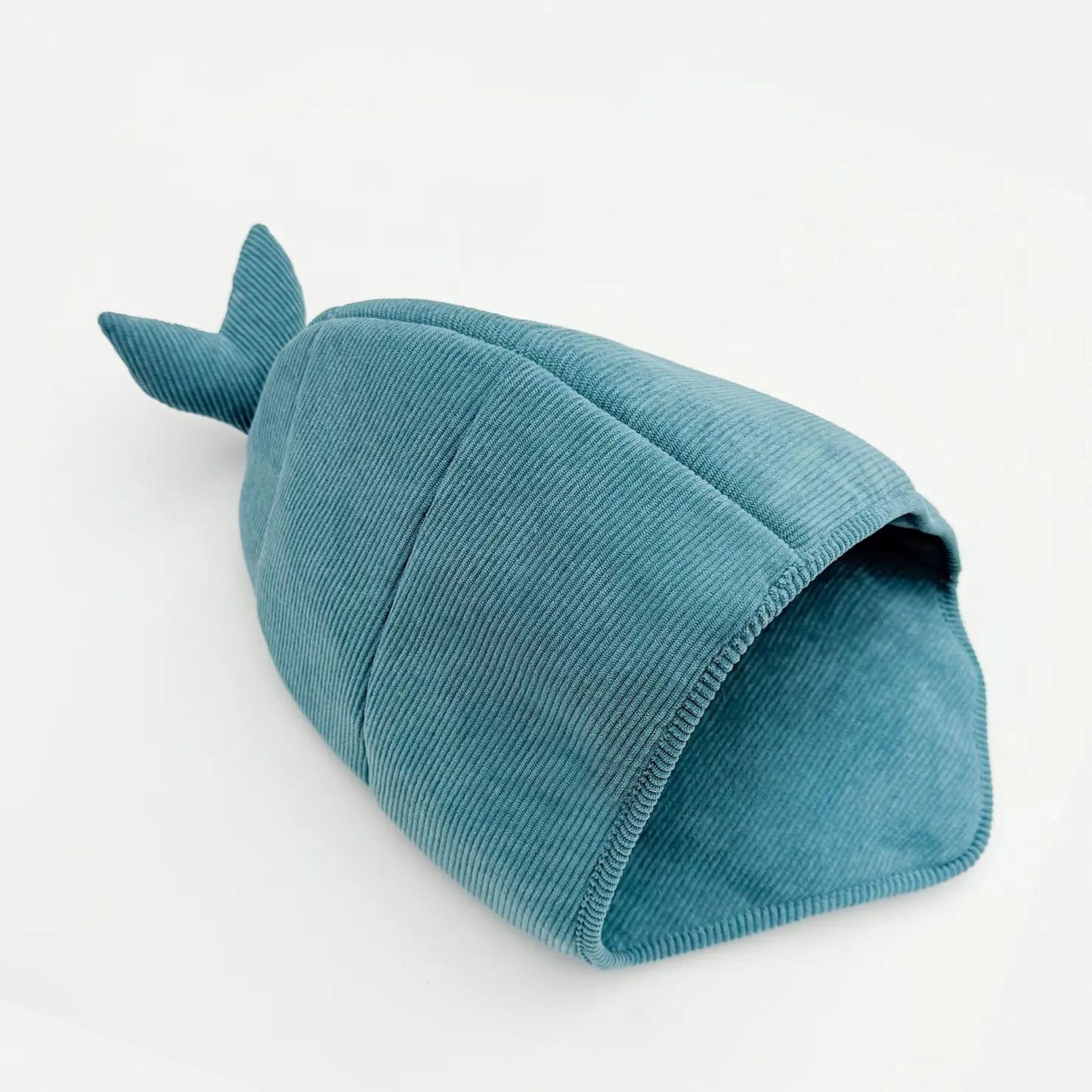 Cozy Whale-Shaped Semi-Enclosed Cat Bed, Plush Corduroy Pet Hideaway & Nap Sack – Soft, Washable, and Perfect for Year-Round Snuggling, Playing, or Peaceful Privacy in Any Living Space (Cyan)