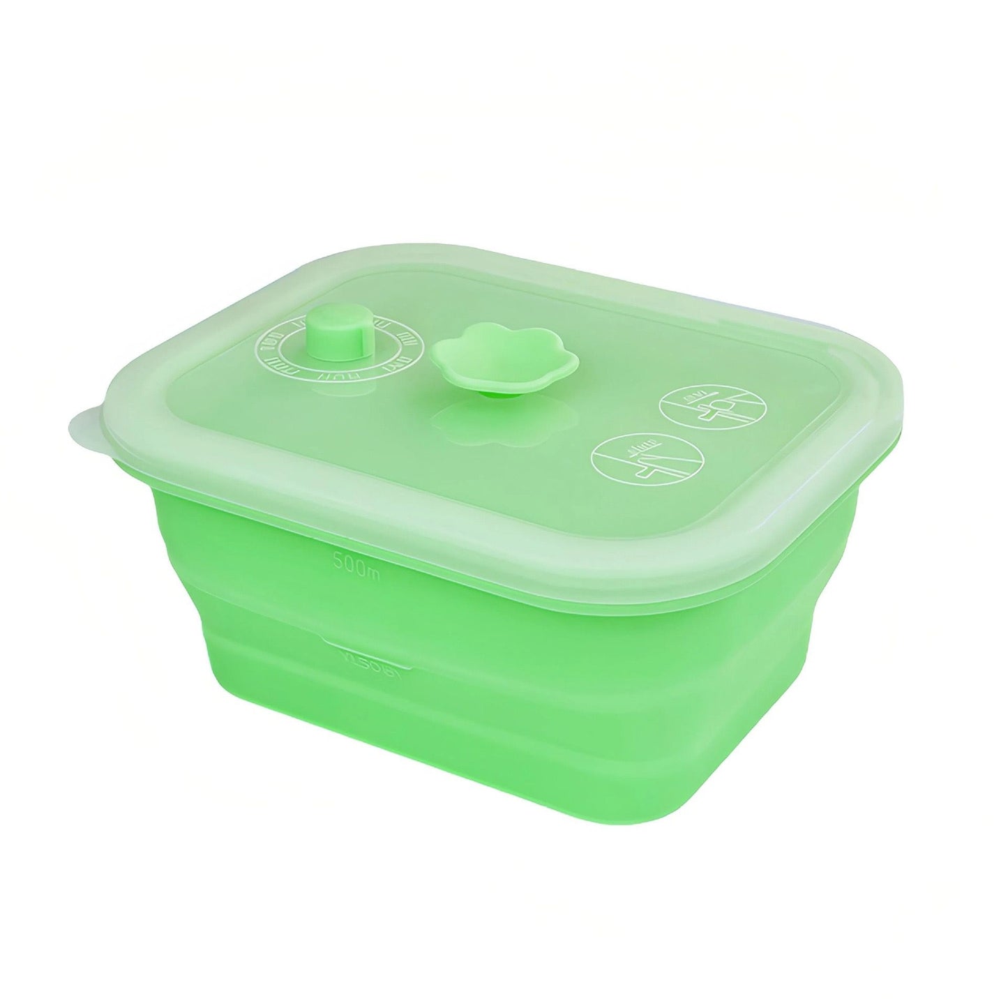 Collapsible Food-Grade Silicone Storage Container with Leakproof Lid, Built-in Date Dial and Steam Vent - Reusable, Microwave-Safe, Freezer-Ready, Perfect for Meal Prep, Leftovers, Picnics and Everyday Freshness (Green（Round）, 1500ml)