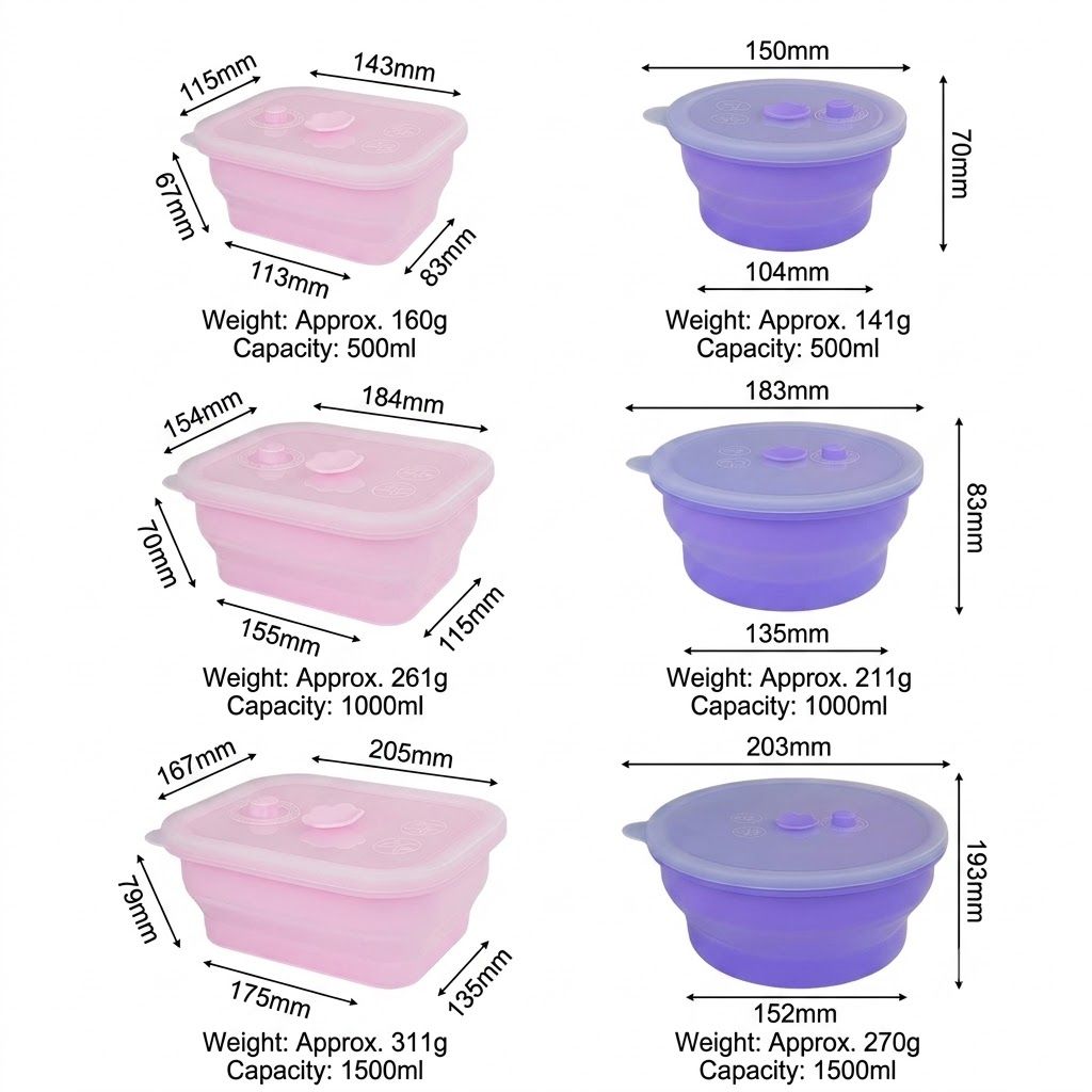 Collapsible Food-Grade Silicone Storage Container with Leakproof Lid, Built-in Date Dial and Steam Vent - Reusable, Microwave-Safe, Freezer-Ready, Perfect for Meal Prep, Leftovers, Picnics and Everyday Freshness (Purple（Round）, 1000ml)