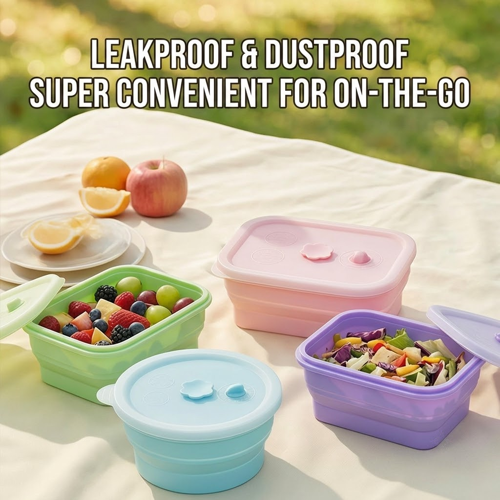 Collapsible Food-Grade Silicone Storage Container with Leakproof Lid, Built-in Date Dial and Steam Vent - Reusable, Microwave-Safe, Freezer-Ready, Perfect for Meal Prep, Leftovers, Picnics and Everyday Freshness (Purple（Square）, 1000ml)