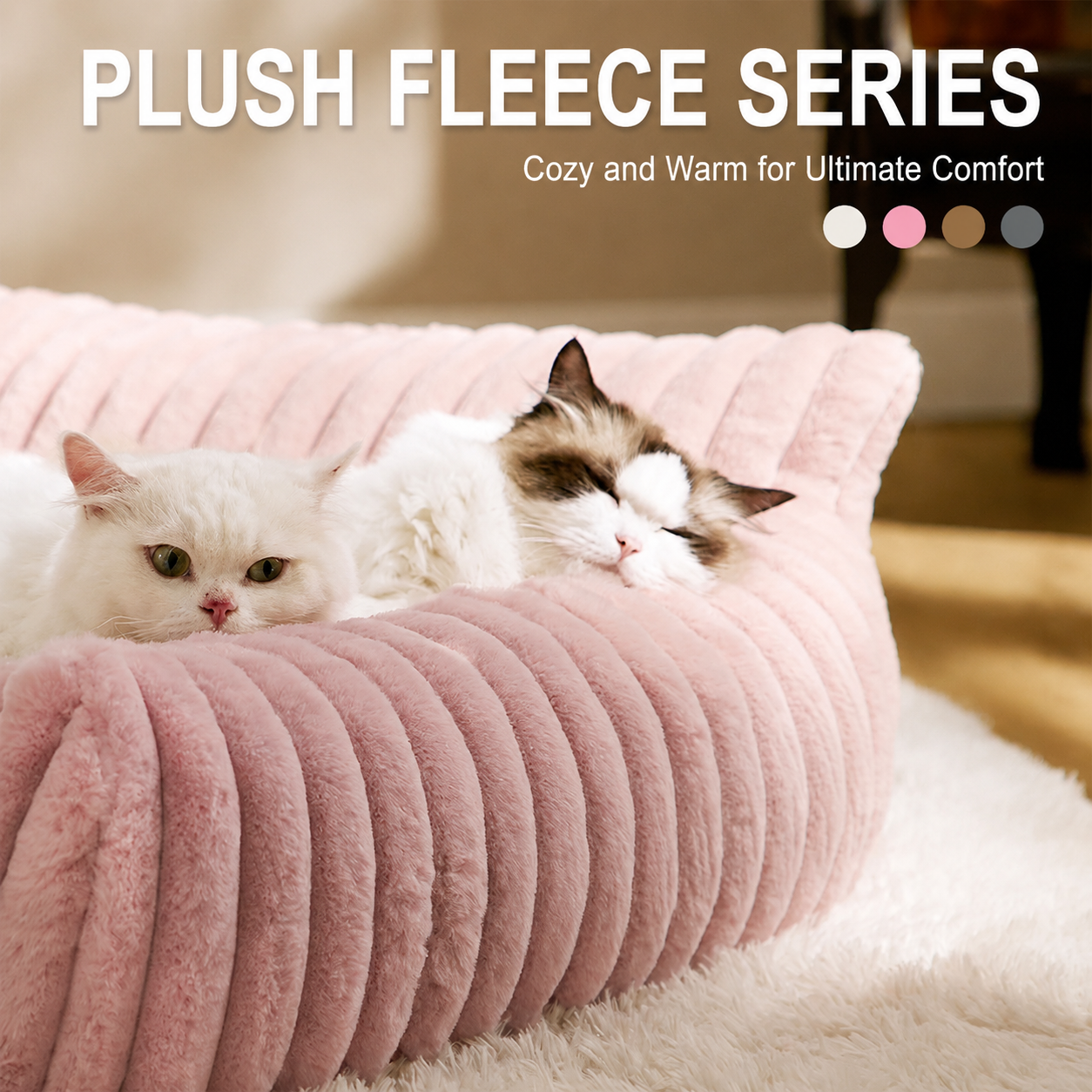 Luxurious Faux Rabbit Fur Plush Pet Sofa Bed with Bolster Sides, Removable Washable Cover and Deep Cushion for Cats and Small Dogs Seeking Ultimate Napping Comfort (L（90*65*20cm）, Grey)