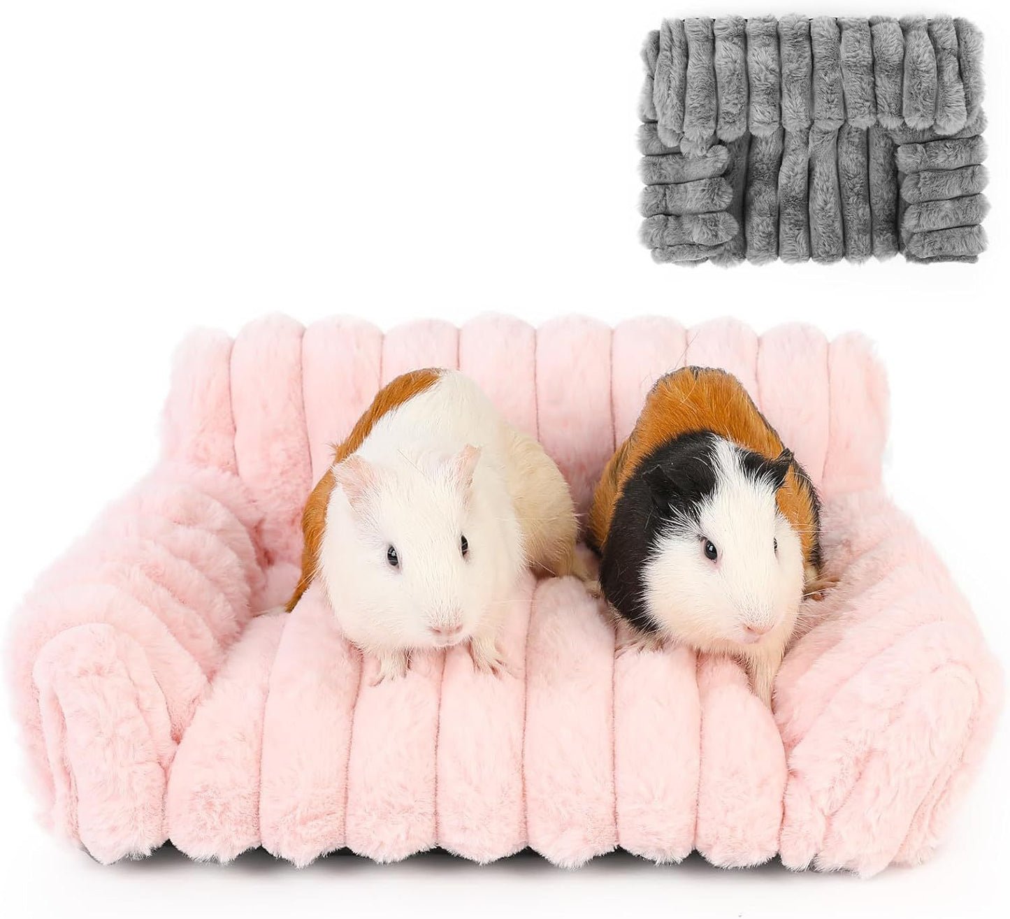Luxurious Faux Rabbit Fur Plush Pet Sofa Bed with Bolster Sides, Removable Washable Cover and Deep Cushion for Cats and Small Dogs Seeking Ultimate Napping Comfort (M（75*50*20cm）, Grey)