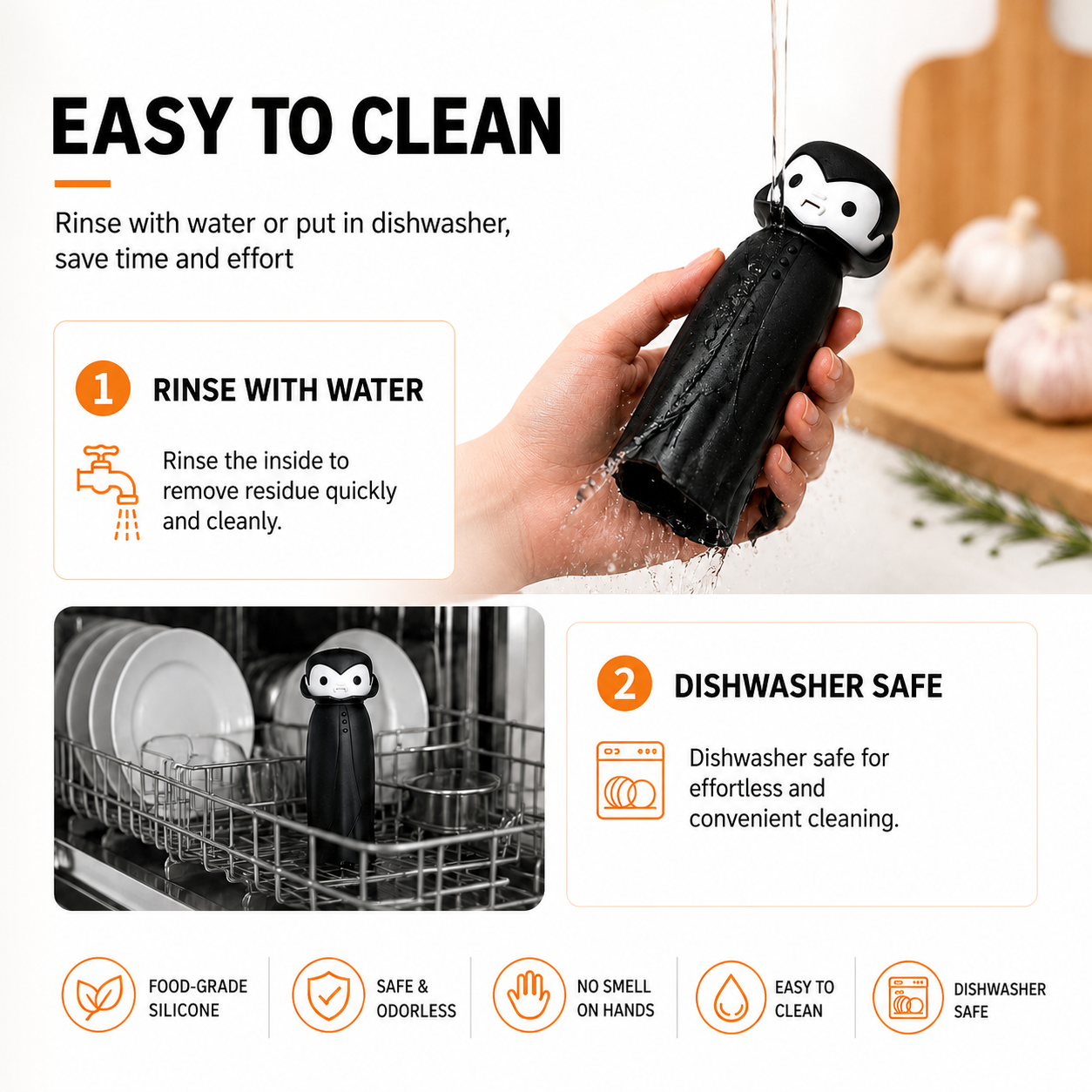 Unleash Some Bite-Sized Kitchen Fun with This Vampire Garlic Peeler – A Quirky Halloween-Inspired Silicone Tube That Effortlessly Strips Cloves in Seconds, Perfect for Home Cooks, Party Prep, and Gift-Giving to Garlic Lovers with a Dark Sense of Humor (Bl