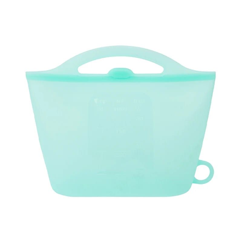 Reusable Silicone Food Storage Bag with Convenient Carry Handle, Leakproof Seal, 1000ml Capacity — Ideal for Storing Snacks, Grains, Fruits, Veggies, and More in Fridge, Freezer, or On-the-Go (Blue)