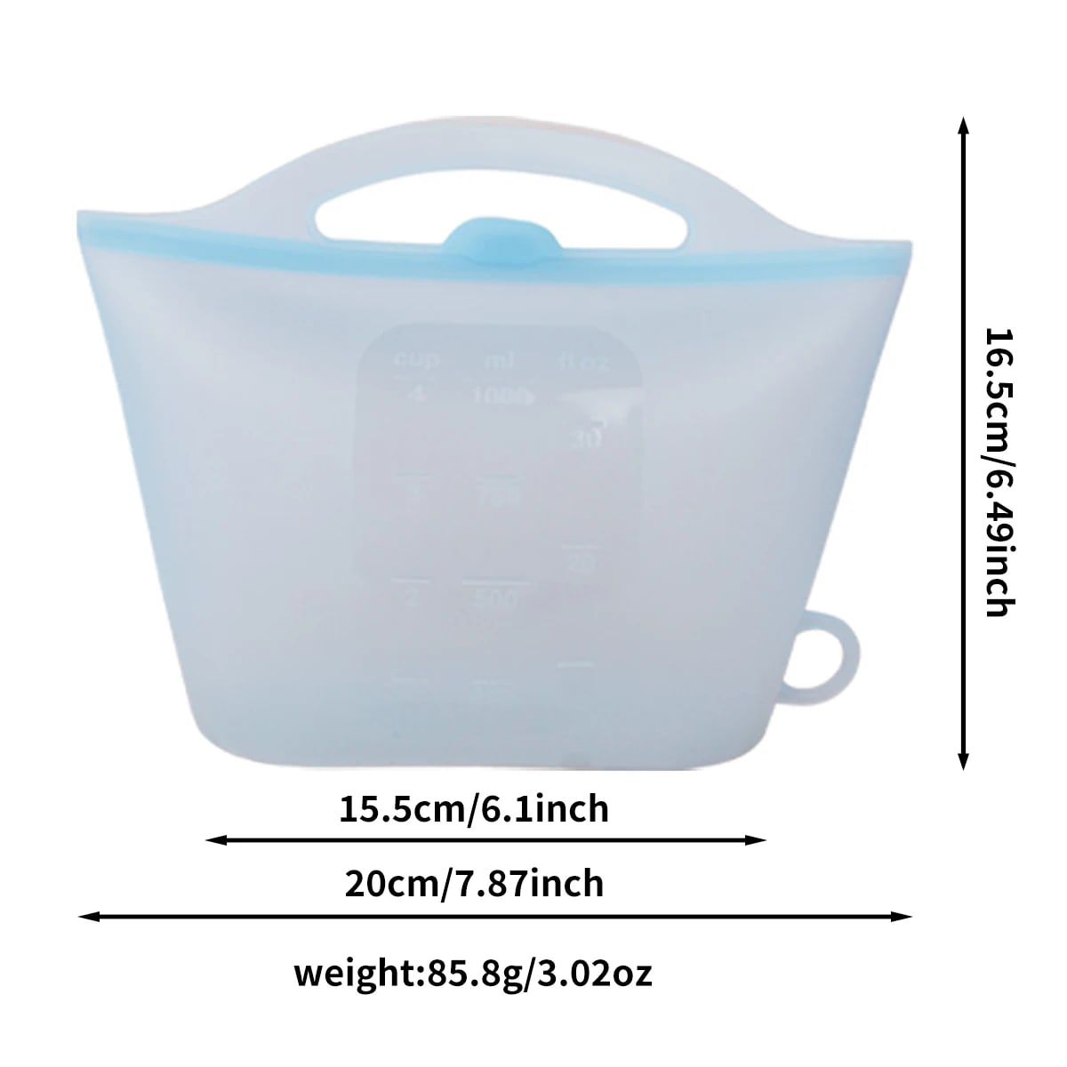 Reusable Silicone Food Storage Bag with Convenient Carry Handle, Leakproof Seal, 1000ml Capacity — Ideal for Storing Snacks, Grains, Fruits, Veggies, and More in Fridge, Freezer, or On-the-Go (Mint)