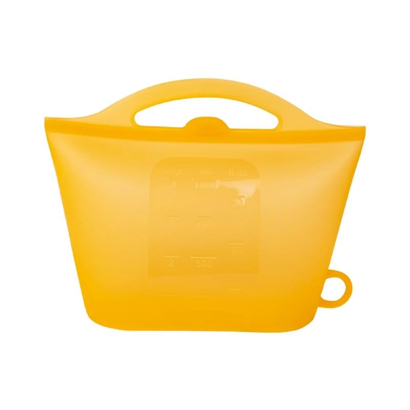 Reusable Silicone Food Storage Bag with Convenient Carry Handle, Leakproof Seal, 1000ml Capacity — Ideal for Storing Snacks, Grains, Fruits, Veggies, and More in Fridge, Freezer, or On-the-Go (White)