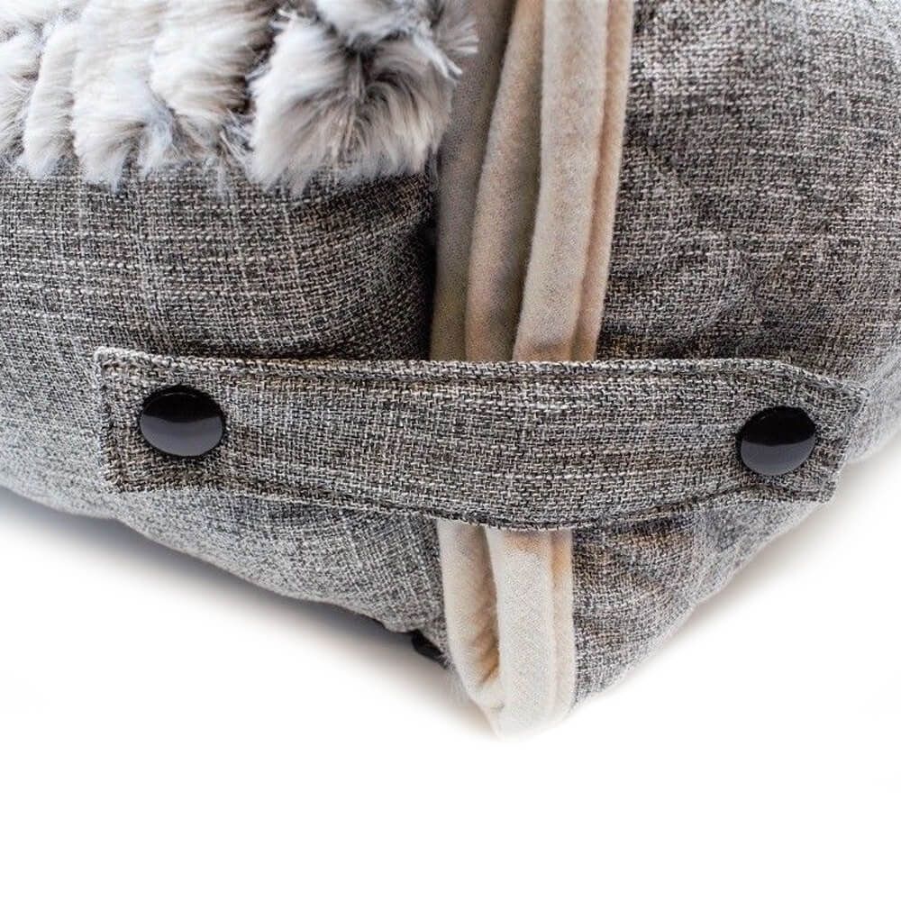 Convertible 2-in-1 Pet Sofa Bed & Mat, Self-Warming Plush Fabric, Foldable Puppy & Cat Cuddler with Bolster Pillows, Soft Cozy Blanket-Style Mat for Small to Medium Pets (Grey)