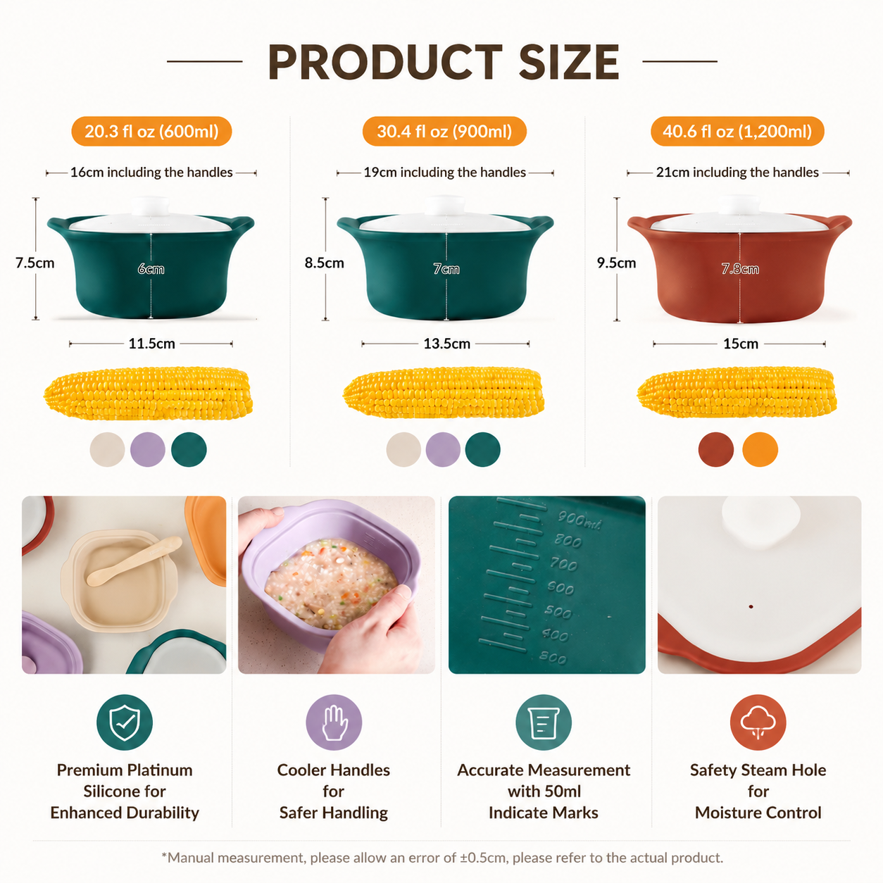 Multipurpose Platinum Silicone Steamer Pot – Food-Grade, Freezer-to-Oven Safe, Microwave & Dishwasher Friendly for Meal Prep, Baby Food, and Everyday Cooking (600ml, Purple)