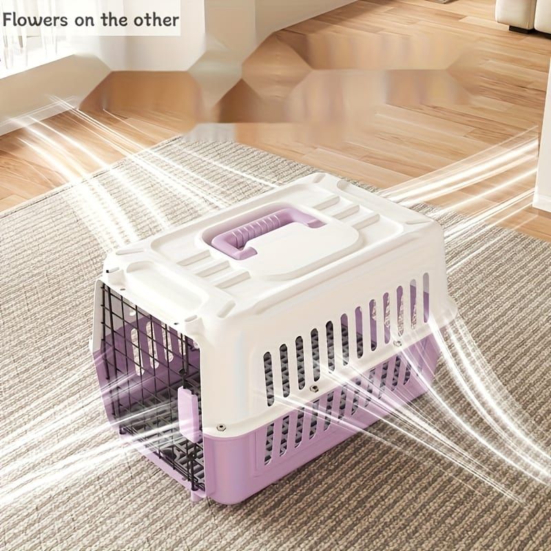 Portable Pet Carrier for Cats and Small Dogs, Airline-Approved Travel Kennel with Comfort Handle, Durable Recyclable PP Material, Compact Design for Indoor, Outdoor, and Air Travel (Purple)