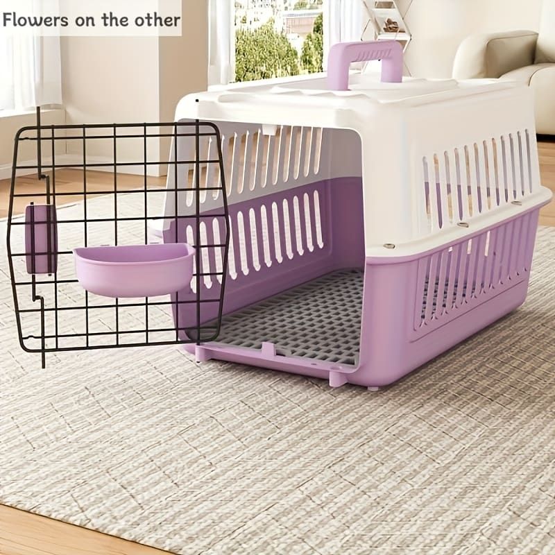 Portable Pet Carrier for Cats and Small Dogs, Airline-Approved Travel Kennel with Comfort Handle, Durable Recyclable PP Material, Compact Design for Indoor, Outdoor, and Air Travel (Purple)