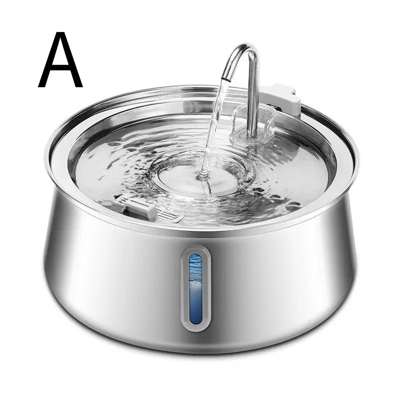 304 Stainless Steel Automatic Pet Water Fountain, 4L Cat Water Dispenser with Transparent Window, Dual Flow Modes, Activated Carbon Filter, Low Noise USB Pump for Indoor Cats and Dogs (C)