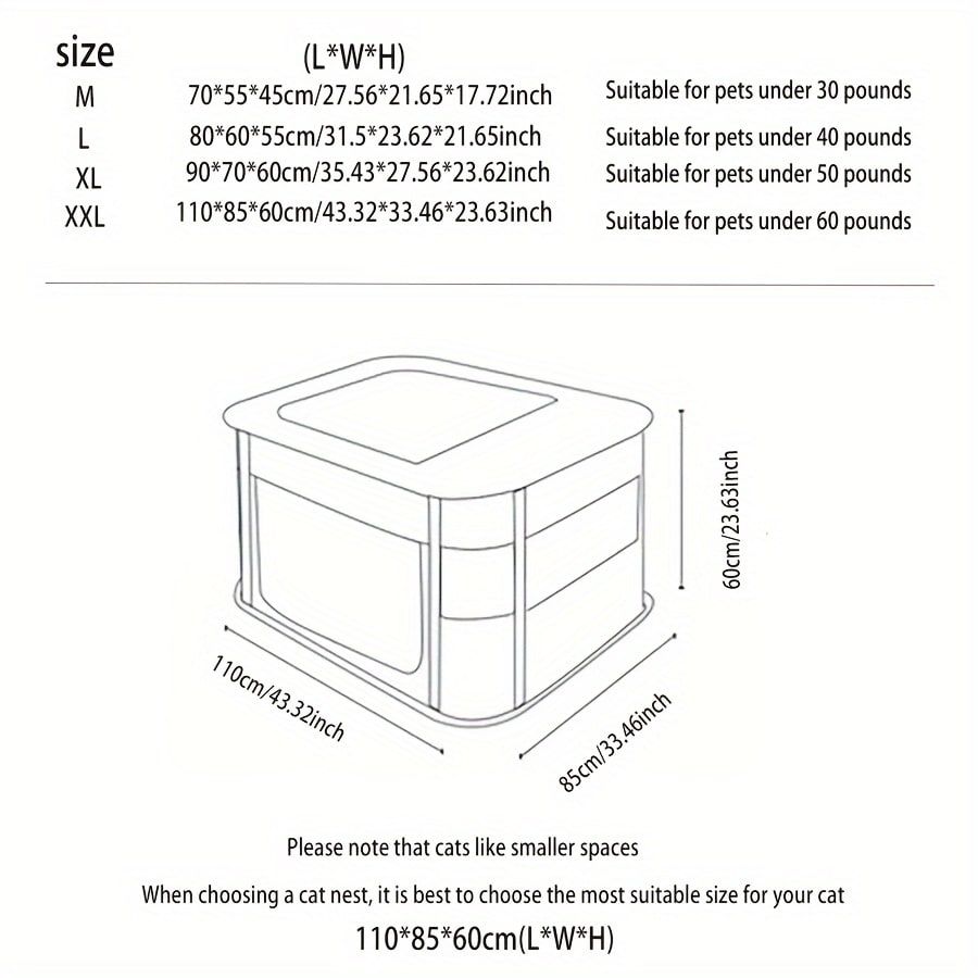 Foldable Pet Playpen with Zippered Top, Portable Cat Whelping Box & Puppy Kennel for Indoor/Outdoor Use, Easy Assembly, Multi-Functional Tent for Small Pets (Brown-M)