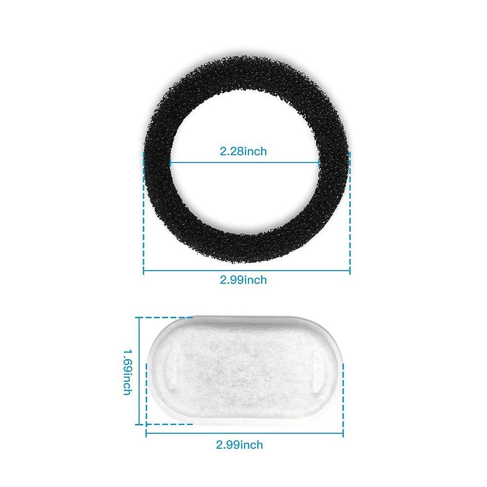 Replacement Pet Water Fountain Filter Kit with Runway Filter, Round Foam, and Square Activated Carbon Pad for Clean, Fresh Drinking Water for Cats and Dogs (A Filter×8)