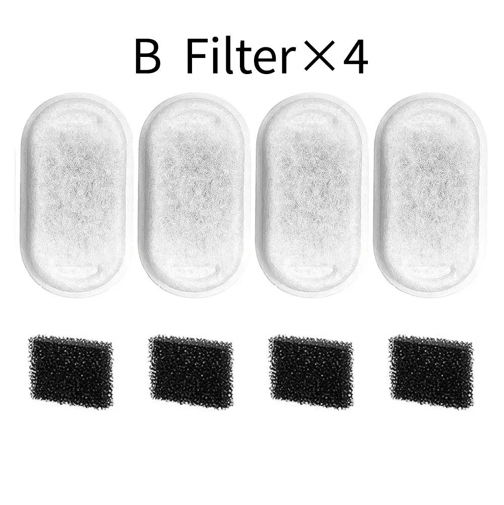 Replacement Pet Water Fountain Filter Kit with Runway Filter, Round Foam, and Square Activated Carbon Pad for Clean, Fresh Drinking Water for Cats and Dogs (A Filter×8)