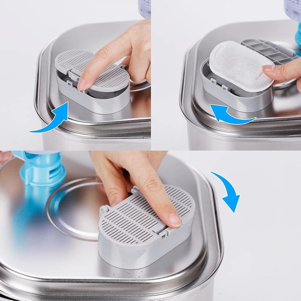 Replacement Pet Water Fountain Filter Kit with Runway Filter, Round Foam, and Square Activated Carbon Pad for Clean, Fresh Drinking Water for Cats and Dogs (B Filter×4)