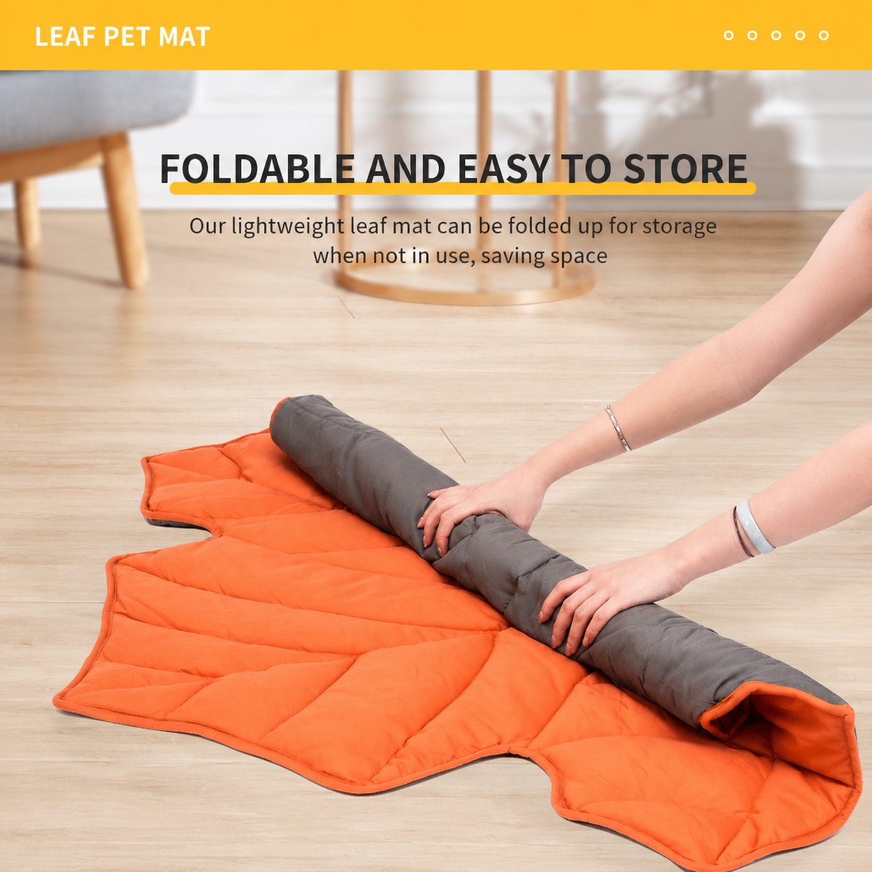 Cozy Leaf-Shaped Pet Mat for Dogs and Cats – Multi-Use Plush Sleeping Pad, Warm Blanket, and Crate Cover for All Seasons, Soft Pillowy Cushion Perfect for Resting, Napping, or Snuggling Anytime (Yellow)