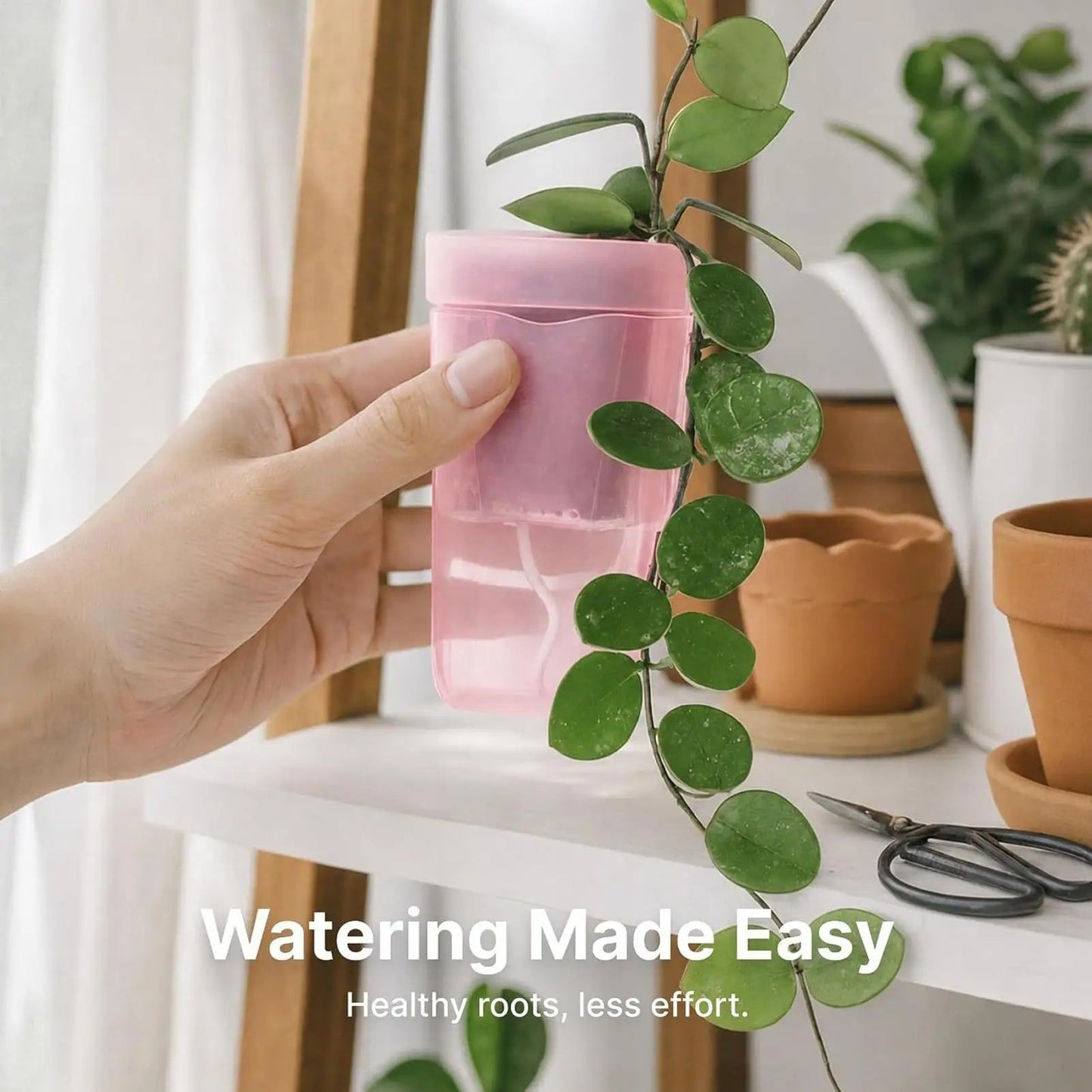 Self-Watering Square Seedling Pot with Adjustable Humidity Dome – Semi-Transparent Pink Plastic Planter for Mini Succulents, Carnivorous Plants, and Propagation, Ideal for Desks, Shelves, and Kids Gardening (10PCS)