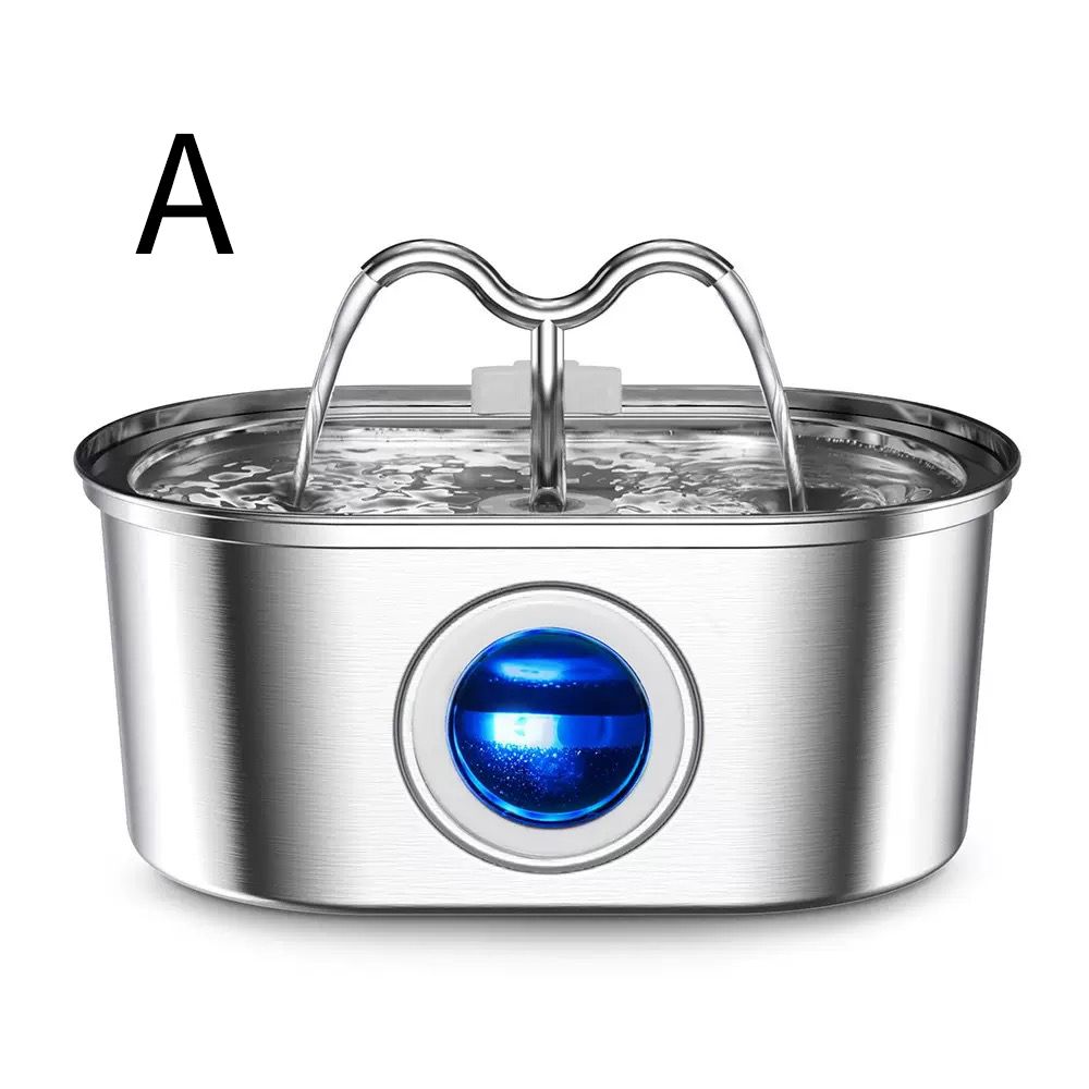 304 Stainless Steel Pet Water Fountain, 3.2L Oval Design with Dual Water Flow, Ultra-Quiet Automatic Circulating Filtered Drinking Station for Cats and Dogs, USB Powered (Adapter Not Included), Dishwasher Safe (C)