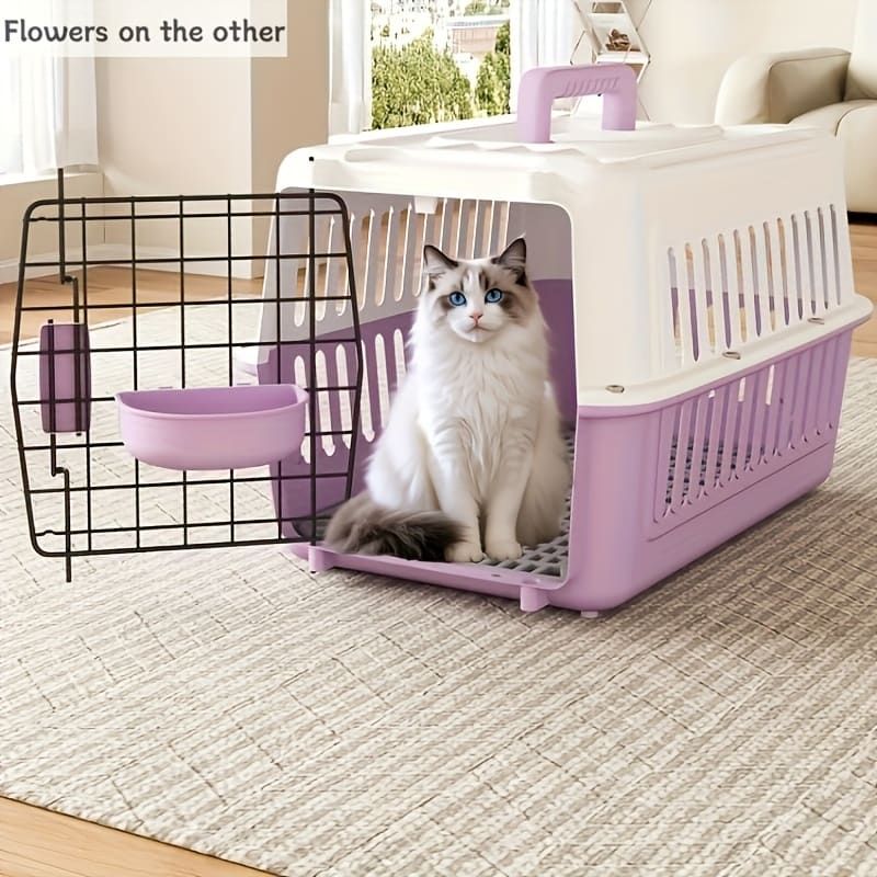 Portable Pet Carrier for Cats and Small Dogs, Airline-Approved Travel Kennel with Comfort Handle, Durable Recyclable PP Material, Compact Design for Indoor, Outdoor, and Air Travel (Cyan)