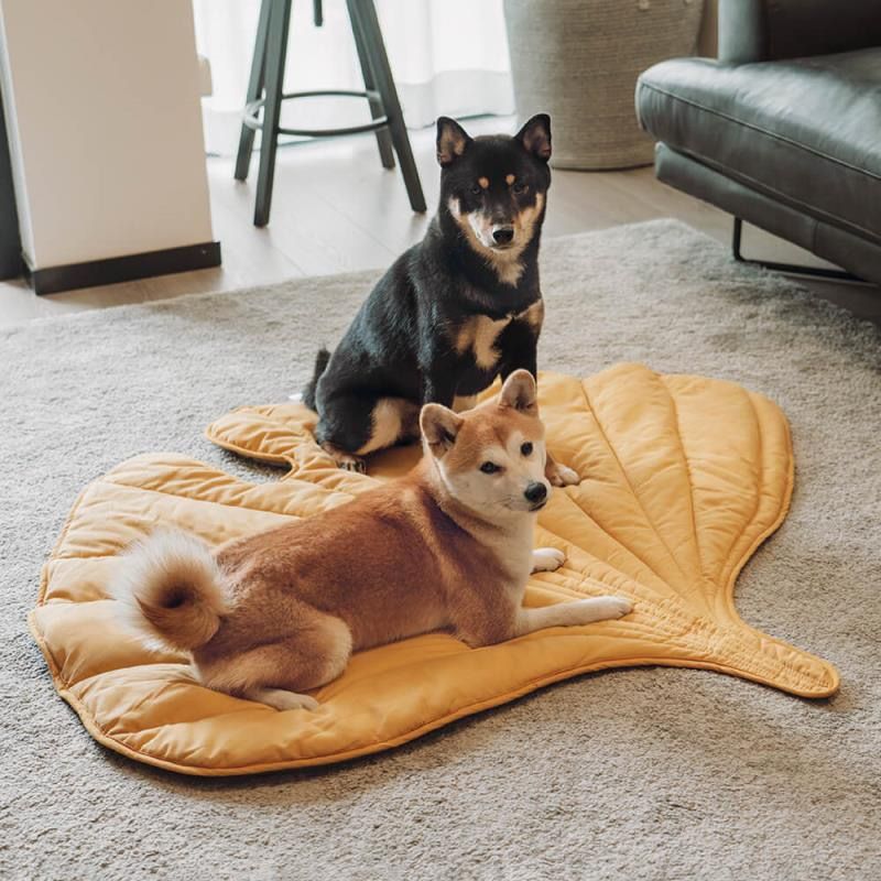 Stylish Leaf-Shaped Pet Mat, Ultra-Soft Plush Faux-Down Filled Dog & Cat Bed Topper, Cozy Foldable Crate Cushion for Year-Round Comfort, Machine Washable Floor Blanket (Green)