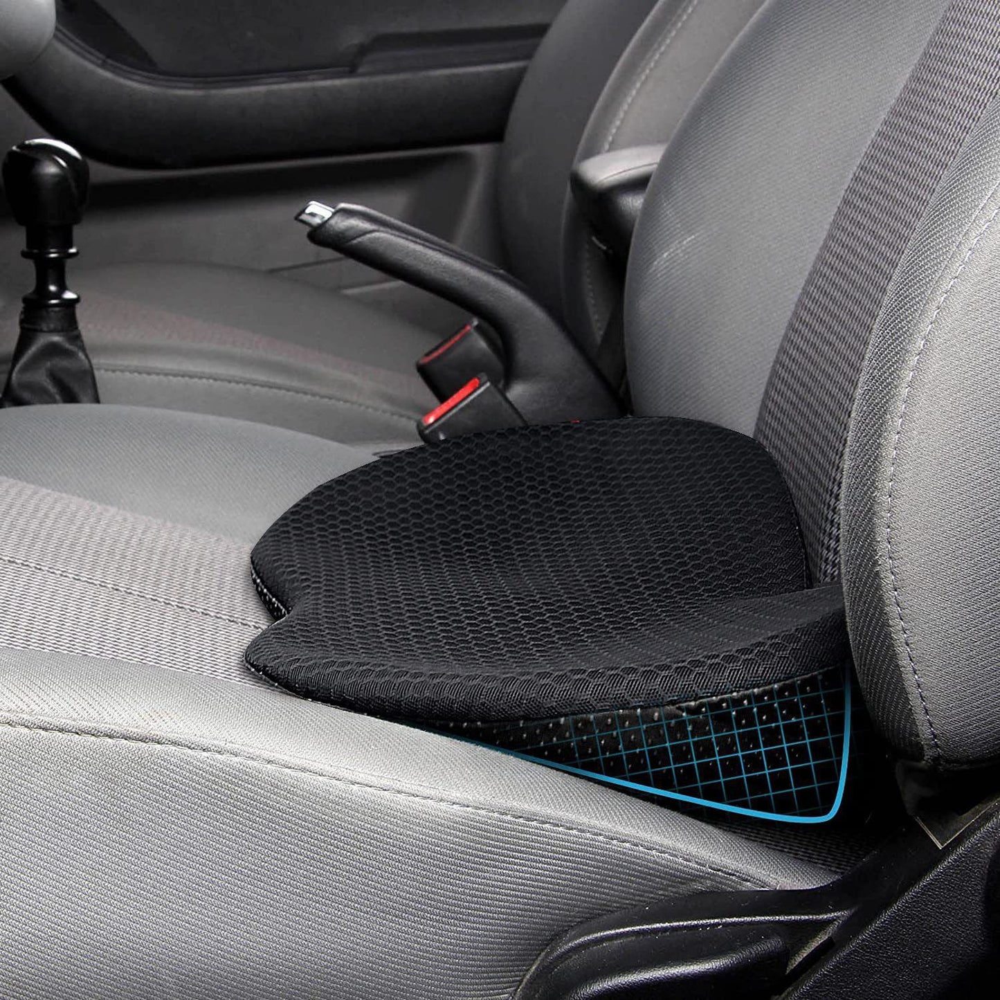 Premium Memory Foam Car Seat Cushion with Lumbar Support – Ergonomic Design for Enhanced Driving Comfort, Breathable Mesh Cover, Washable and Durable (Black)