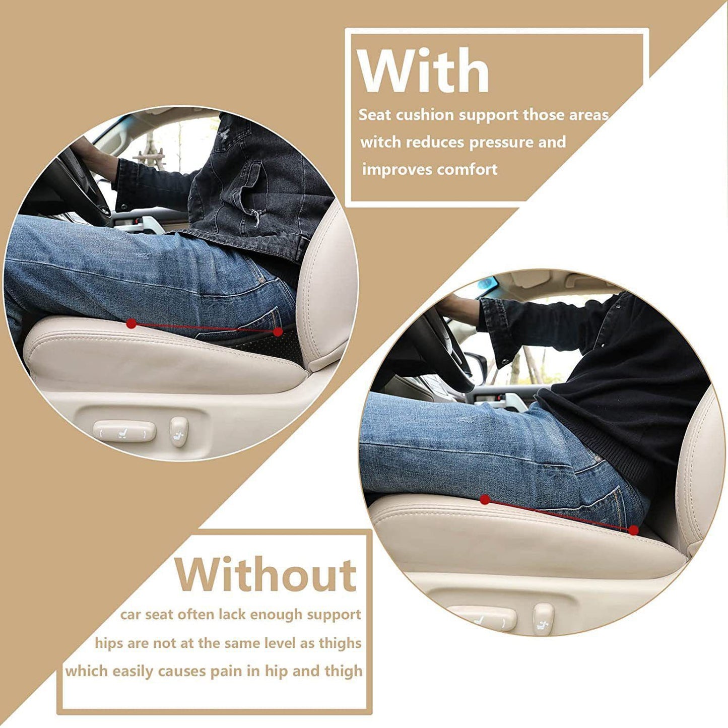 Premium Memory Foam Car Seat Cushion with Lumbar Support – Ergonomic Design for Enhanced Driving Comfort, Breathable Mesh Cover, Washable and Durable (Black)