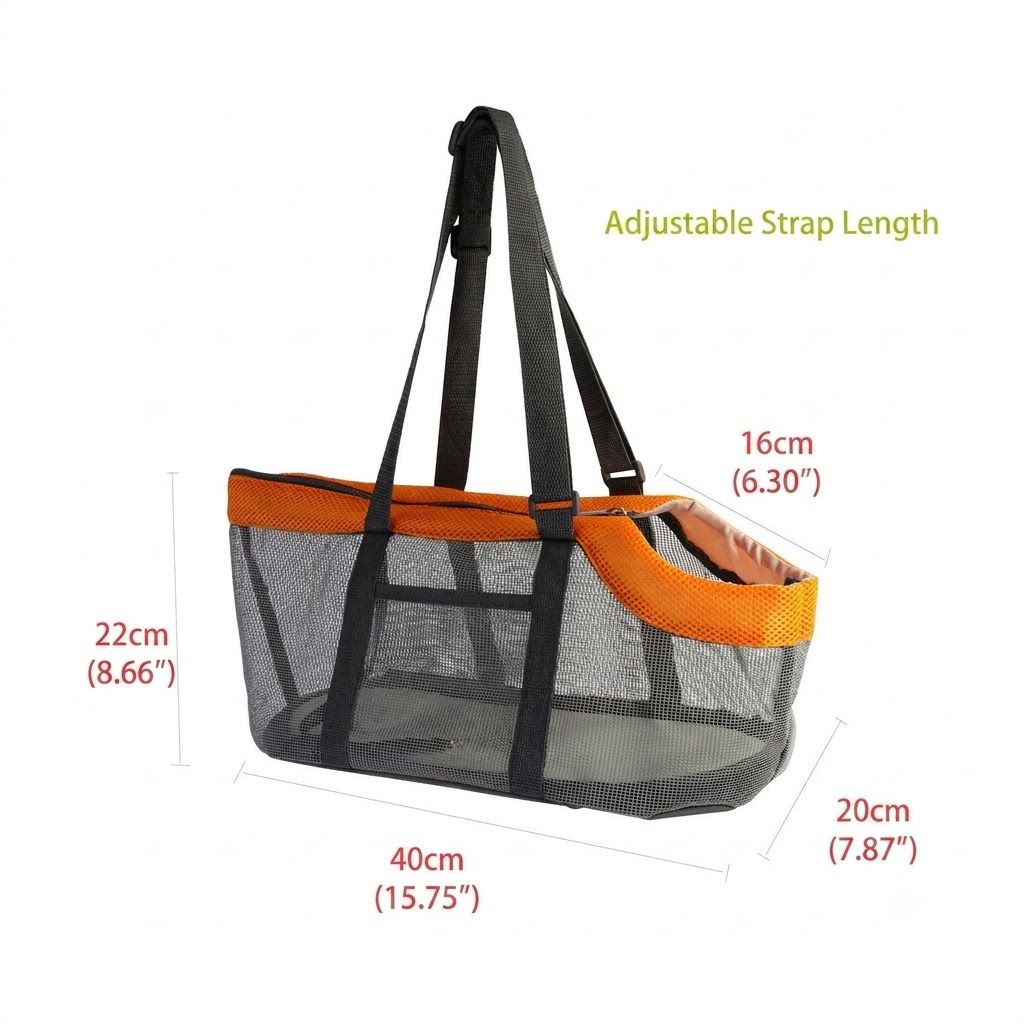 Cozy Mesh Pet Carrier for Cats and Small Dogs – Breathable, Portable Tote Bag with Wide Head Opening, Perfect for Daily Walks, Vet Visits, and Short Trips (Gray & Red)
