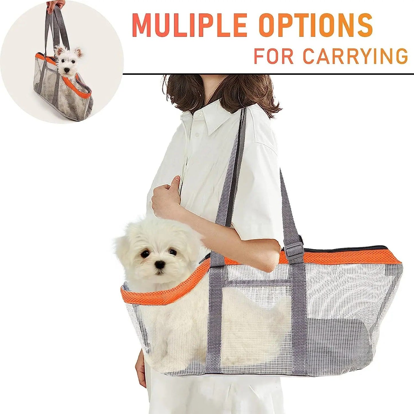 Cozy Mesh Pet Carrier for Cats and Small Dogs – Breathable, Portable Tote Bag with Wide Head Opening, Perfect for Daily Walks, Vet Visits, and Short Trips (Gray & Red)
