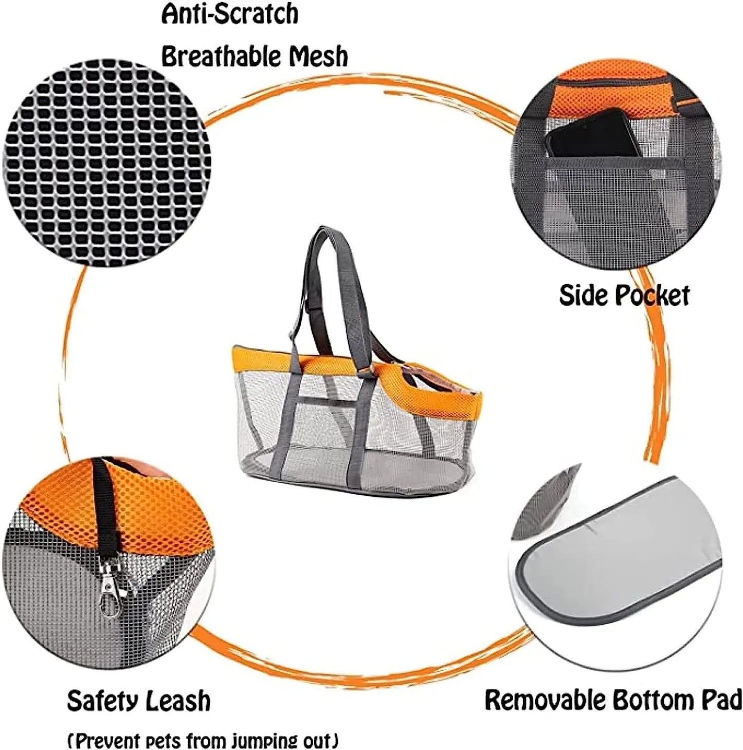 Cozy Mesh Pet Carrier for Cats and Small Dogs – Breathable, Portable Tote Bag with Wide Head Opening, Perfect for Daily Walks, Vet Visits, and Short Trips (Gray & Red)