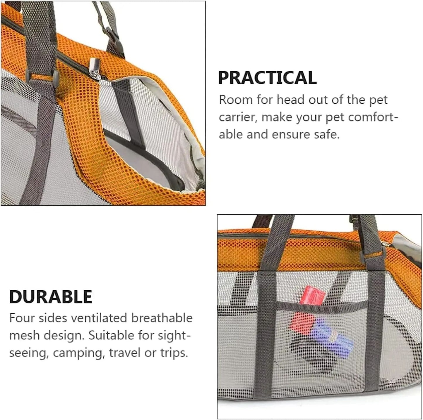 Cozy Mesh Pet Carrier for Cats and Small Dogs – Breathable, Portable Tote Bag with Wide Head Opening, Perfect for Daily Walks, Vet Visits, and Short Trips (Gray & Red)