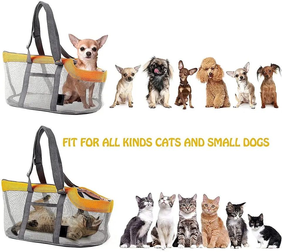 Cozy Mesh Pet Carrier for Cats and Small Dogs – Breathable, Portable Tote Bag with Wide Head Opening, Perfect for Daily Walks, Vet Visits, and Short Trips (Red & Green)