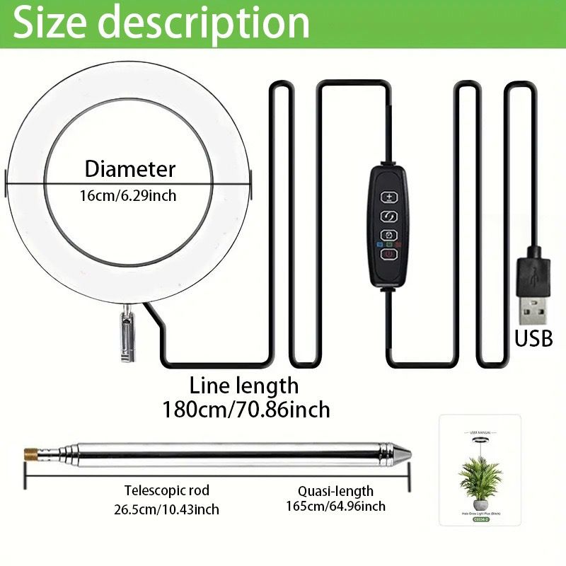 Versatile Floor Plant Grow Light with Full Spectrum LED Ring, Telescopic Stake, 3 Color Modes, 10-Level Brightness, and 3/9/12H Timer, Perfect for Indoor Potted Plants, Flowers, Succulents, Herbs, and Vegetables – USB Powered (Black, 3PCS)
