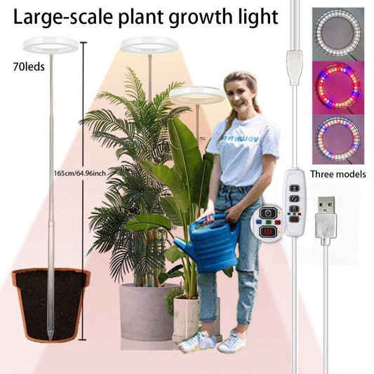 Versatile Floor Plant Grow Light with Full Spectrum LED Ring, Telescopic Stake, 3 Color Modes, 10-Level Brightness, and 3/9/12H Timer, Perfect for Indoor Potted Plants, Flowers, Succulents, Herbs, and Vegetables – USB Powered (White, 1PCS)