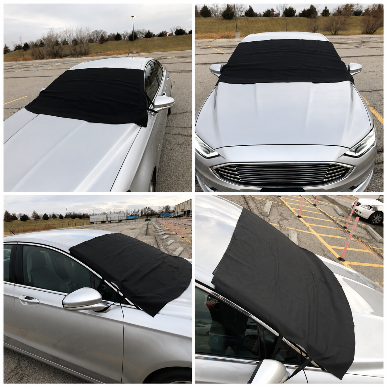 188 x 110cm Car Windscreen Snow Cover 600D Oxford PU Coated Frost Ice Protector for Cars SUVs and Utes