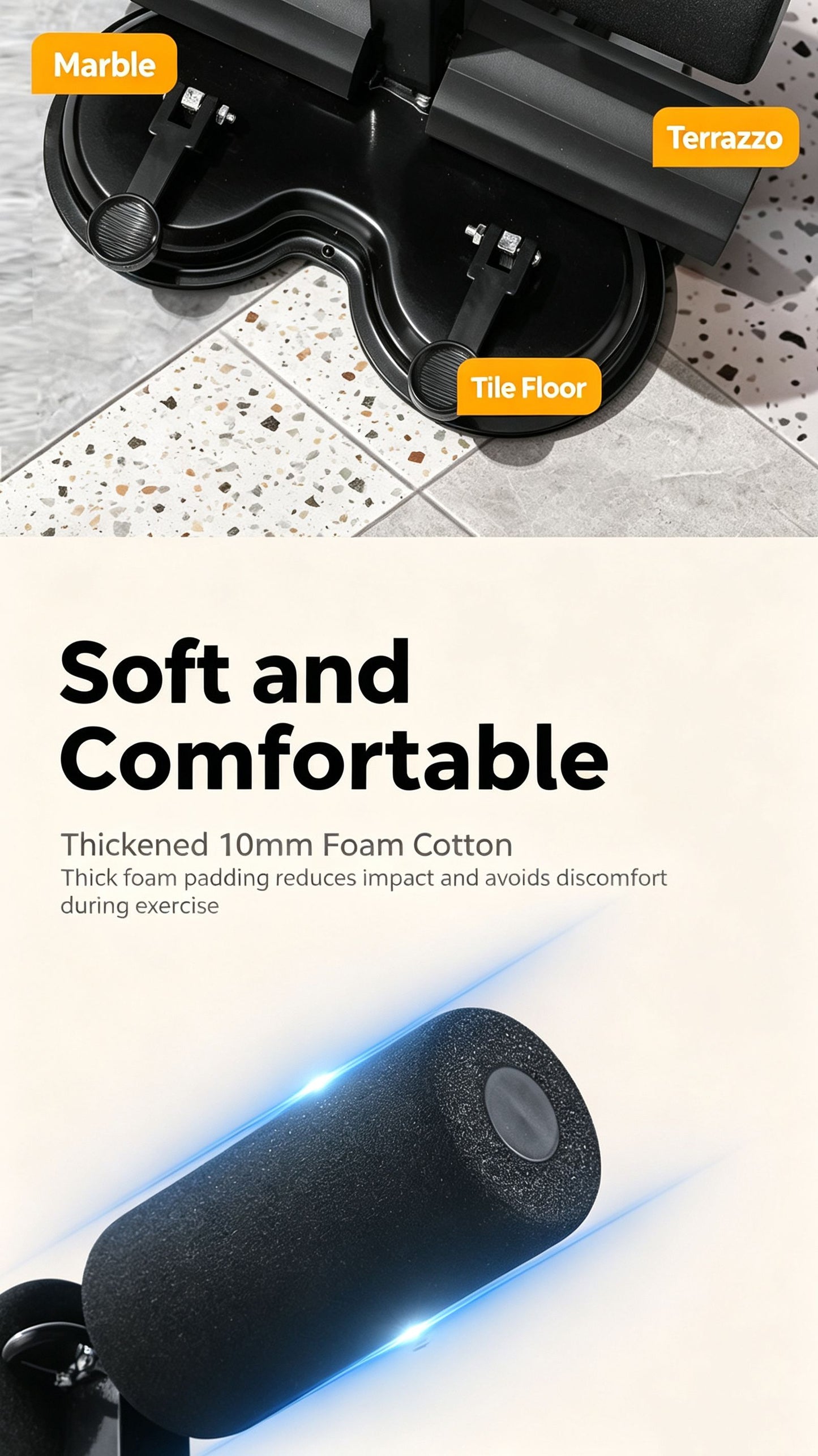 Three suction cup sit up assist device (with tension rope),grey