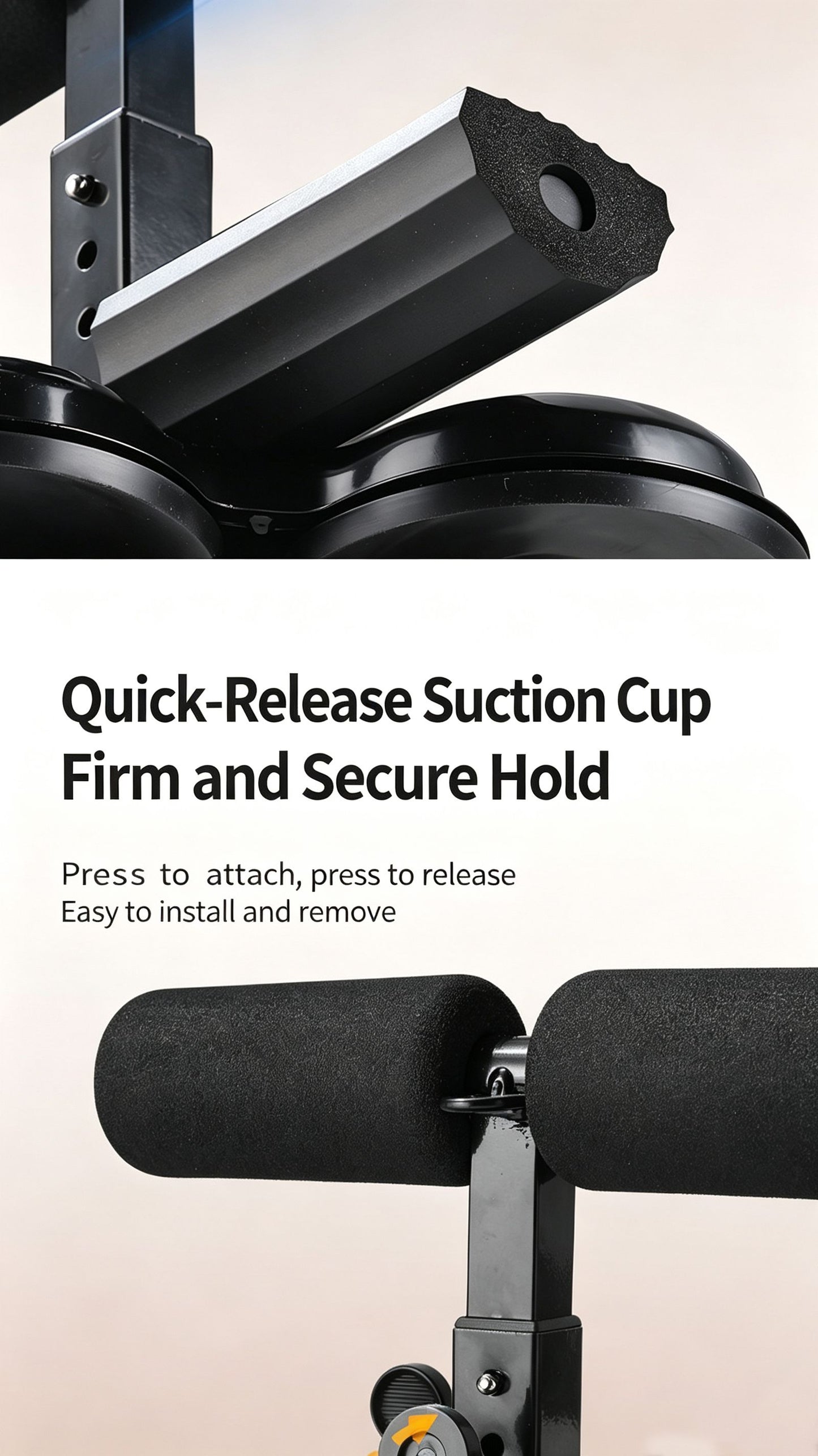 Three suction cup sit up assist device (with tension rope),grey