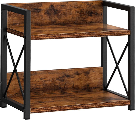 CARLA HOME 2-Tier Countertop Shelf Organizer Rustic Wood Kitchen Spice Rack for Storage, Condiments & Cabinet Organization