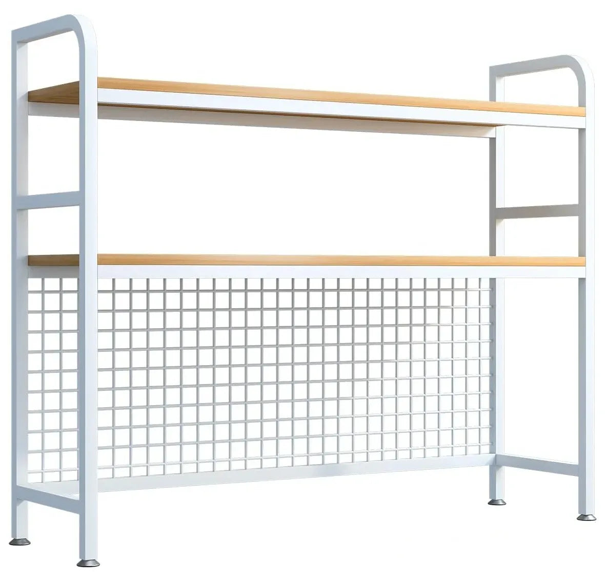 CARLA HOME  2-Tier Metal Desktop Hutch Bookshelf with Grid Panel for Computer Desk and Office Countertop