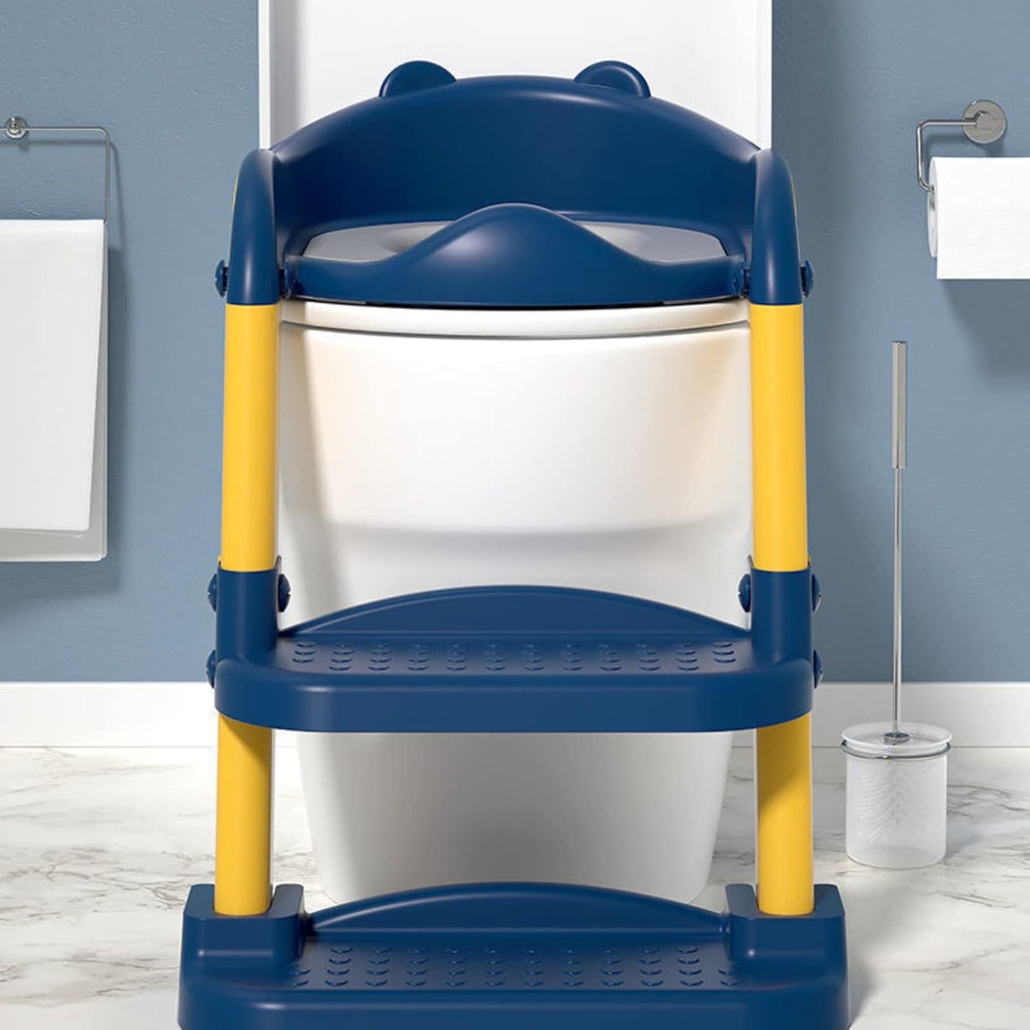 CARLA HOME Potty Training Seat with Step Stool Ladder with Anti-Slip Design, Soft Cushion & Foldable Structure for Kids Bathroom Independence