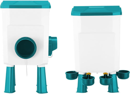 CARLA HOME Automatic Chicken Feeder Waterer Set with 8KG Food 7L Water Capacity for Coop, Chickens, Ducks, Quails (Blue)